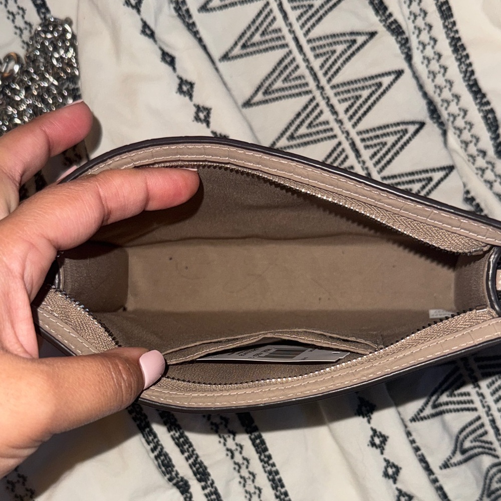 Coach Croc-Embossed Slim Crossbody in Taupe - Picture 7 of 10